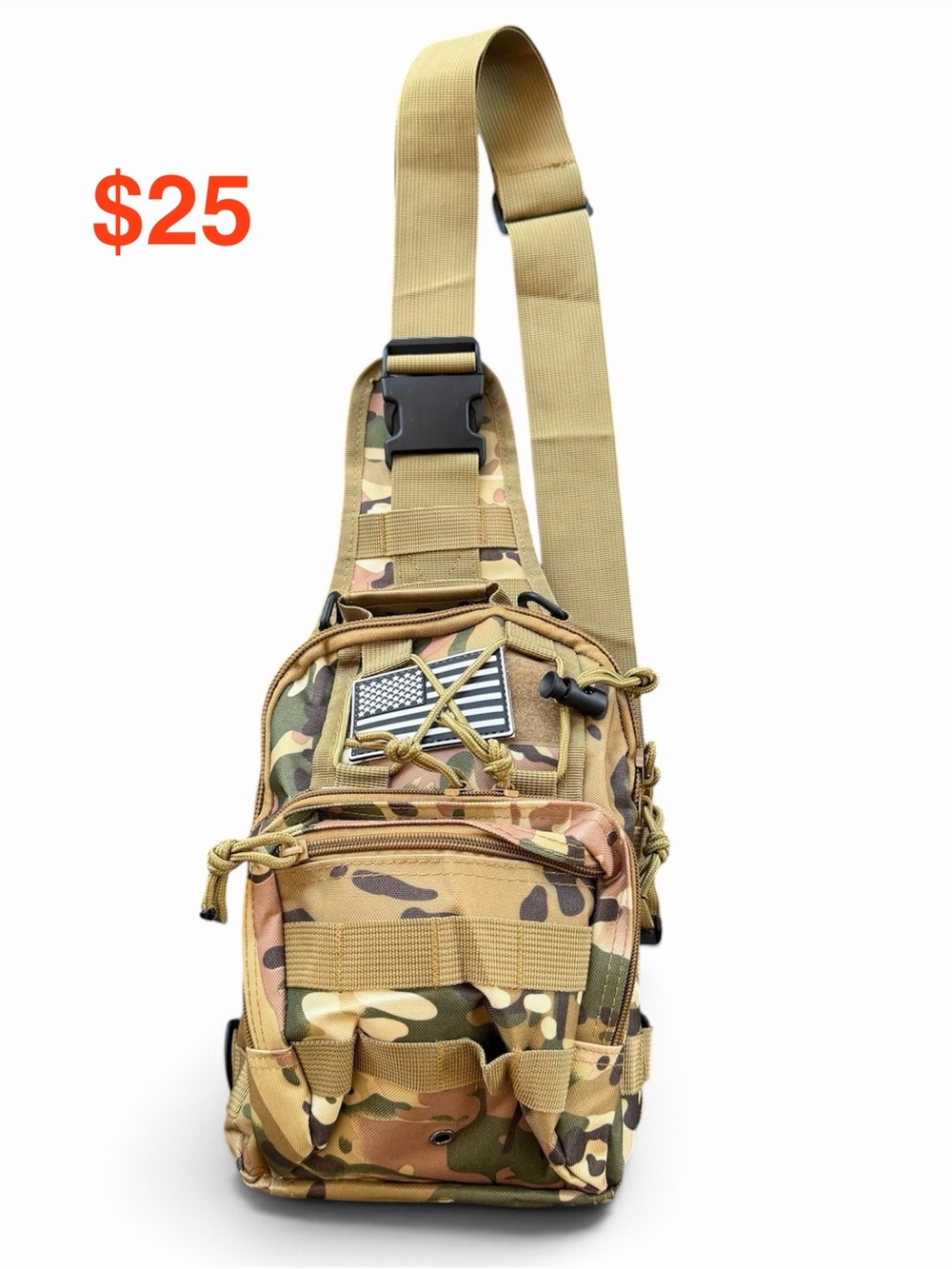 Rugged Camo Tactical Sling Bag for Fishing  - Multicolor•WaterProof• Zippered ✅🔥